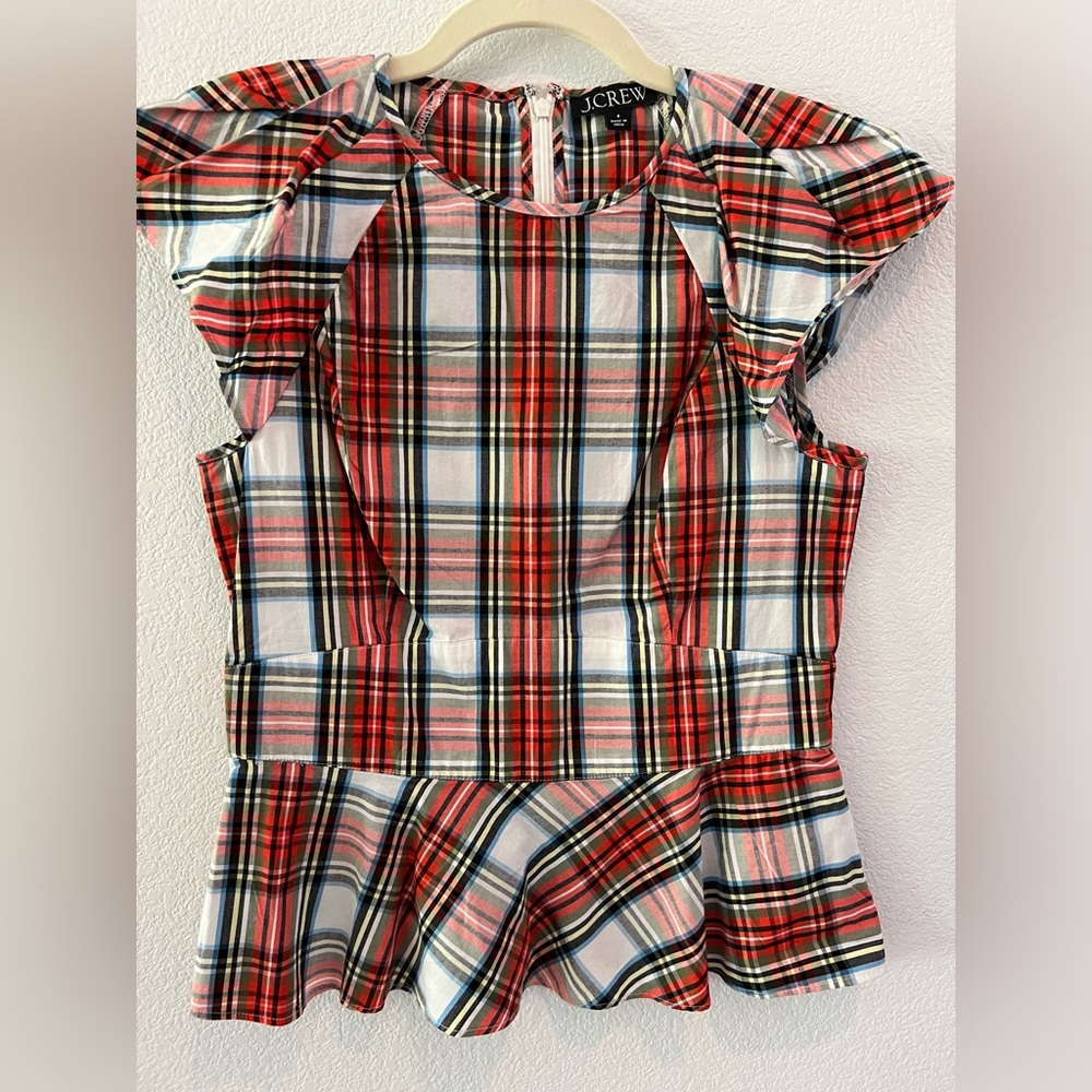 Jcrew plaid peplum top